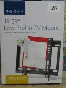 lot 26 image: Insignia - Fixed TV Wall Mount for Most 19 - 39 TVs - Black