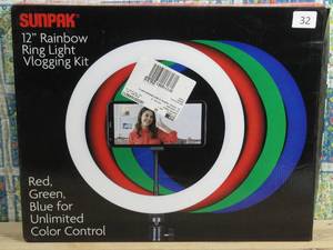 lot 32 image: Sunpak - 12 Rainbow Ring Light Vlogging Kit wBOYA Lavalier Microphone and Bluetooth Remote for Smartphones and Cameras
