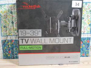 lot 34 image: Rocketfish - Full-Motion TV Wall Mount for Most 19 - 39 TVs - Black