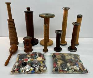 Group Of Antique Weaving Spools