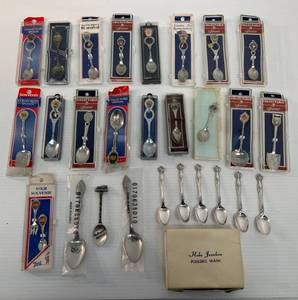 Large Group Of Silver Plate Collectors Spoons