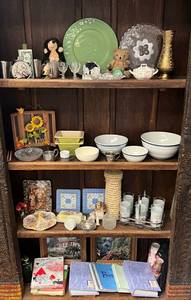 Four Shelves Full Of Misc. Antiques And Collectibles (Shelf Not Included)