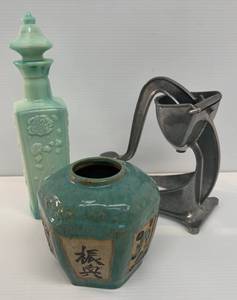 Group Of Three Antique Household Items Including Very Old Asian Ginger Jar And More