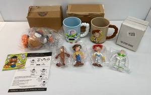 Group Of Misc. Toy Story items Including Beandables, Mugs And Mr. Potato Head
