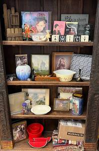 Four Shelves Full Of Misc. Antiques And Collectibles (Shelves Not Included)