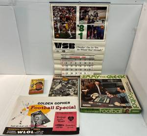 Group Of Vintage Sports Items Including 1957 Baseball Book, 1969 Vikings Vs. Broncos Program And More