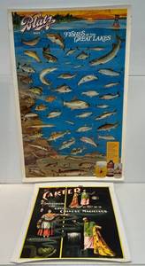 Vintage Blatz Beer Fishes Of The Great Lakes Poster & Chinese Magicians Poster