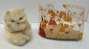 Antique (RARE) Metropolitans Parade Of Stars Kitty Cat Music Box (Tail Cranks Up Music Box And Moves While Playing)