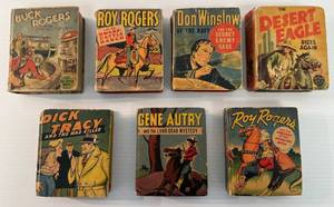 Group Of Antique Better Little Books Including Dick Tracy, Roy Rodgers, Gene Autry, Buck Rodgers And More