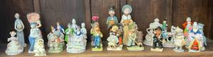 Shelf Full Of Misc. Antique Figurines