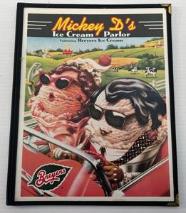 Vintage Mickey Ds Ice Cream Parlor Menu With Mcdonalds Arches & Breyers Advertisment