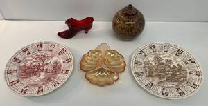 Group Of Misc. Antique Including Alfred Meakin Staffordshire Plates And More