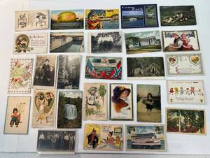 Group Of Misc. Antique Postcards Some With Stamps