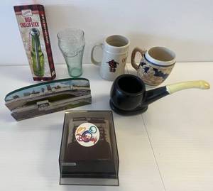 Group Of Misc. Vintage Items Including Antique Pipe Shaped Ashtray