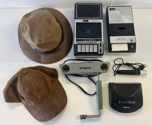 Group Of M9sc. Antique Electrical Items Including Tape Recorders And Vintage Hat