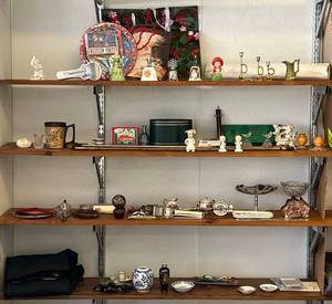 Four Shelves Full Of Misc. Antiques And Collectibles