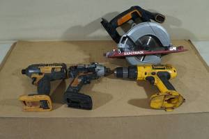 lot 45 image: Assorted Cordless Tools - Impact Drivers, Drill, Saw