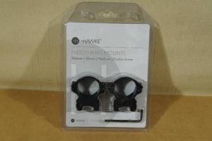 lot 100 image: Hawke Match Ring Mounts Weaver 30mm Medium Double Screw