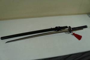 lot 111 image: Black Handle Samurai Sword with Sheath