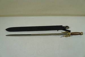 lot 112 image: Double Edged Sword with Brass and Walnut Handle