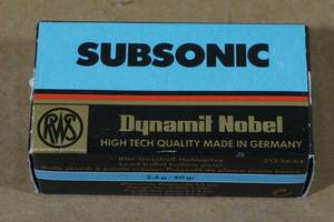 lot 179 image: 50 RWS Subsonic .22 LR 40 Gr HP Ammo