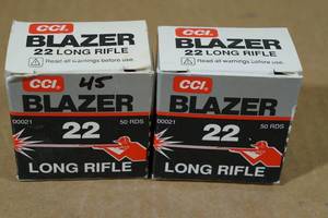 lot 180 image: 95 CCI Blazer .22 LR RN Ammo