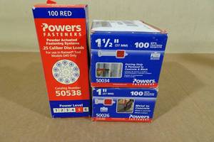 lot 248 image: 100 Red .25 Cal Disc Loads with 1 & 1.5 Fasteners