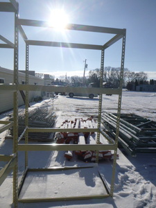 lot 10 image: 4 Tier Metal Shelving with Wood Shelves