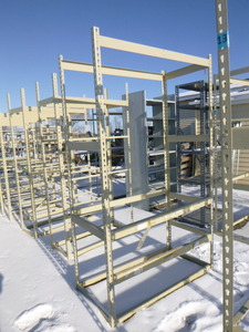 lot 15 image: 3 Tier Metal Shelving with Wood Shelves