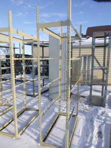 lot 21 image: 5 Tier Metal Shelving with Wood Shelves