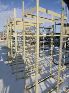lot 23 image: 5 Tier Metal Shelving with Wood Shelves