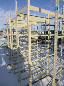 lot 24 image: 5 Tier Metal Shelving with Wood Shelves