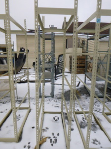 lot 26 image: 5 Tier Metal Shelving with Wood Shelves