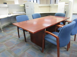 lot 601 image: NATIONAL FURNITURE CONFERENCE TABLE WITH CHAIRS