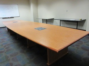 lot 602 image: NEVENS CONFERENCE TABLE WITH TECHNOLOGY CAPABILITY - EXTRA LARGE
