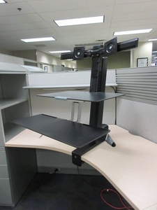 lot 218 image: ERGOTRON DESKTOP WORK STATION FOR DUAL MONITORS