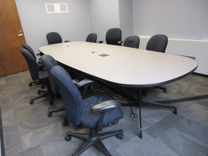 lot 608 image: HERMAN MILLER EAMES CONFERENCE TABLE WITH AMBI CHAIRS