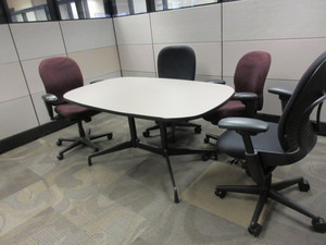 lot 610 image: HERMAN MILLER EAMES TABLE WITH HERMAN MILLER AND STEELCASE CHAIRS