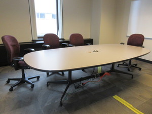 lot 654 image: HERMAN MILLER EAMES CONFERENCE TABLE WITH AMBI CHAIRS