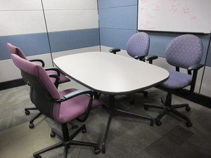 lot 655 image: HERMAN MILLER EAMES CONFERENCE TABLE WITH STEELCASE CHAIRS
