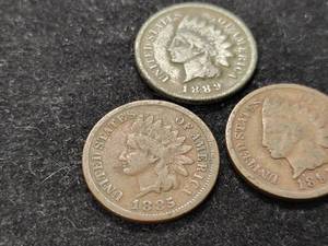 GROUP OF 3 US INDIAN HEAD CENTS 1885 1889 1895