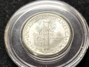 1944-S US MERCURY DIME BU IN AIRTITE