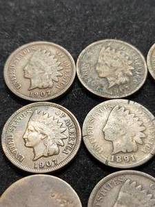 GROUP OF 12 US INDIAN HEAD CENTS 1881-1907 AG-VG