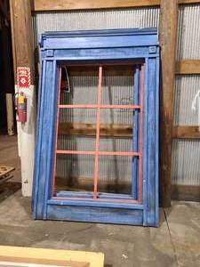 lot 22 image: 2 Blue Oversized Windows 62 x 4.5 x 99