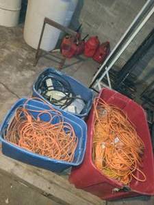 lot 94A image: Fuel cans and pallet of extension cords