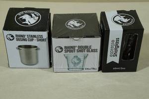 Rhino Espresso Shotglass, Double Spout Shot Glass, Stainless Dosing Cup