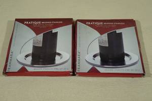 2 Packs Pratique Wine Bottle Coasters Set of 4 -Brushed Stailess Steel