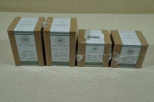 4 Begonia & Bench Candles -Slate, Harvest & Hearth, Cozy Campfire, Redberries