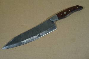 Handmade Damascus Style Blade Chefs Knife with Wood Handle