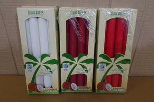 6 Packs Aloha Bay Dripless Taper Scentless Candles